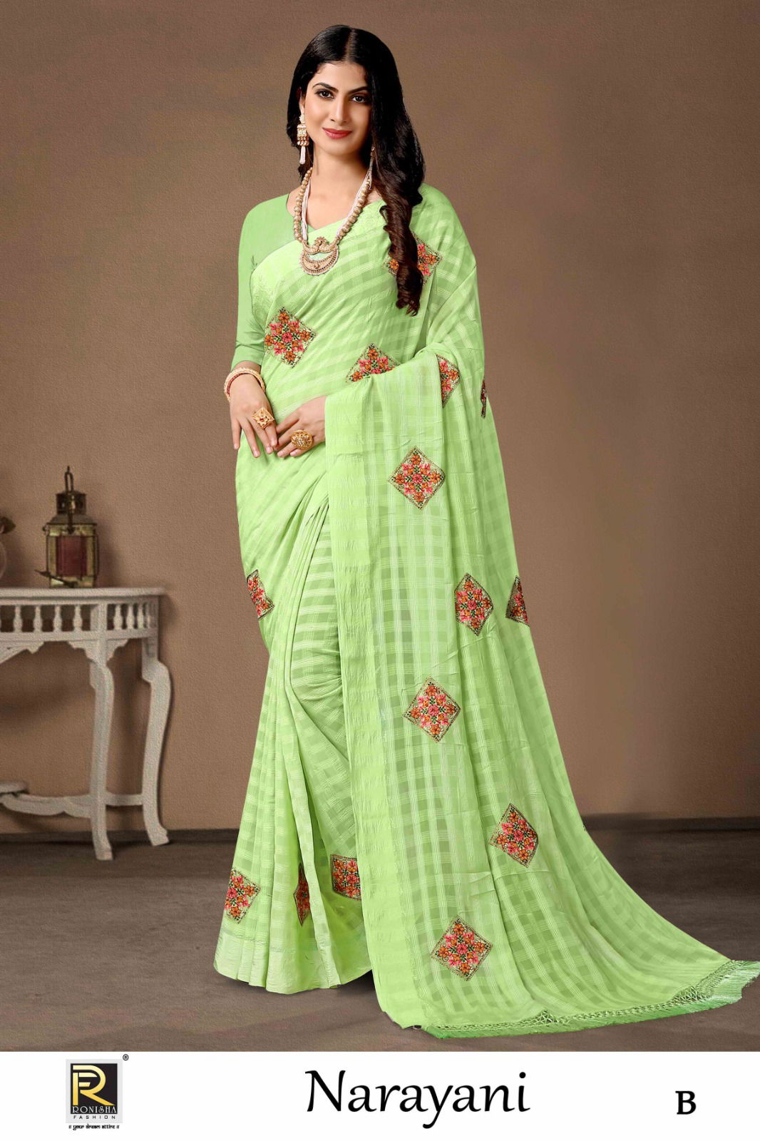 Ronisha Narayani Embroidery Party Wear Sarees Catalog